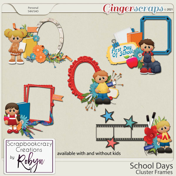 School Days Cluster Frames by Scrapbookcrazy Creations