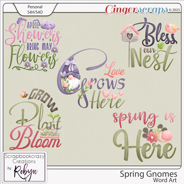 Spring Gnomes Word Art by Scrapbookcrazy Creations