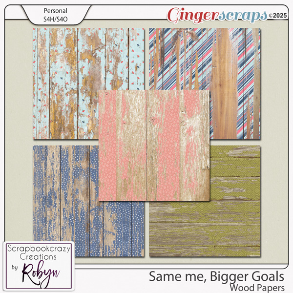 Same me Bigger Goals Wood Papers by Scrapbookrazy Creations