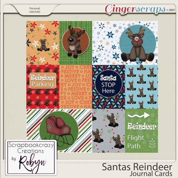 Santas Reindeer Journal Cards by Scrapbookcrazy Creations