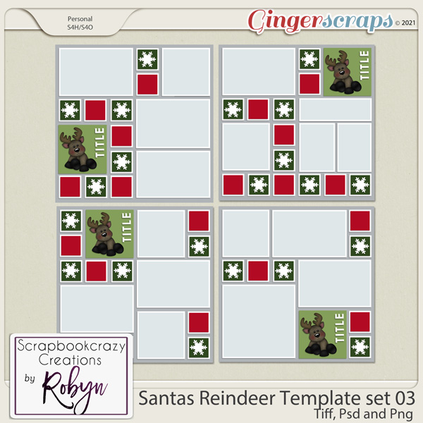 Santas Reindeer Template set 03 by Scrapbookcrazy Creations