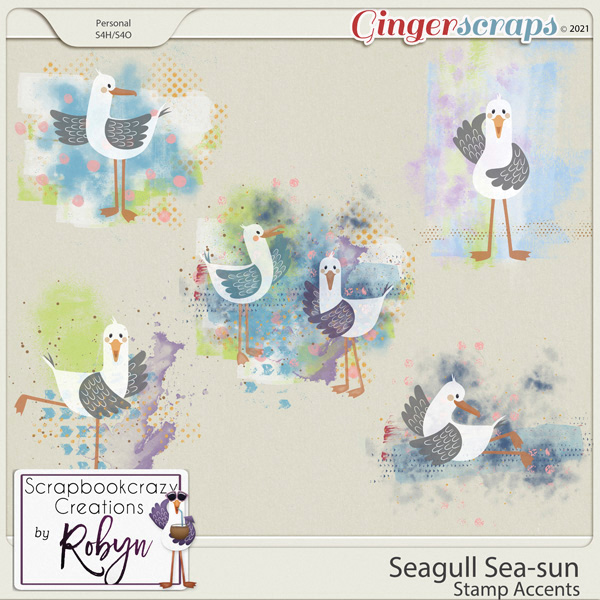 Seagull Sea-Sun Stamp Accents by Scrapbookcrazy Creations