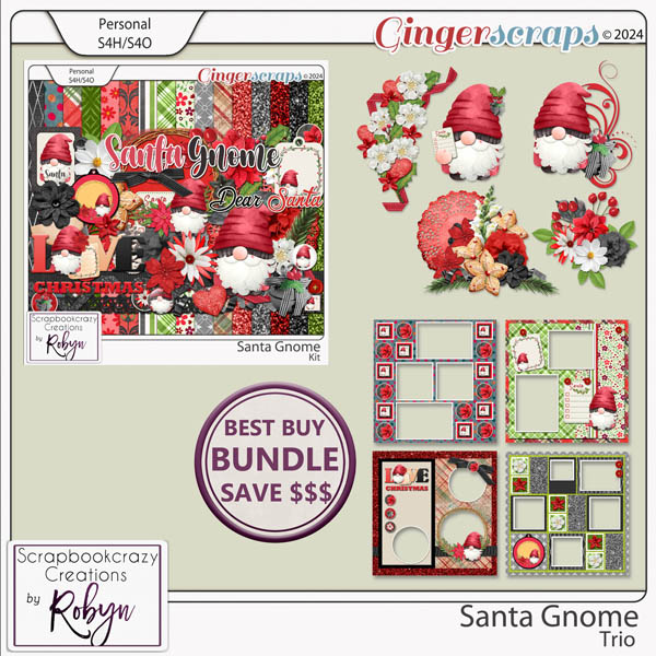 Santa Gnome Trio by Scrapbookcrazy Creations