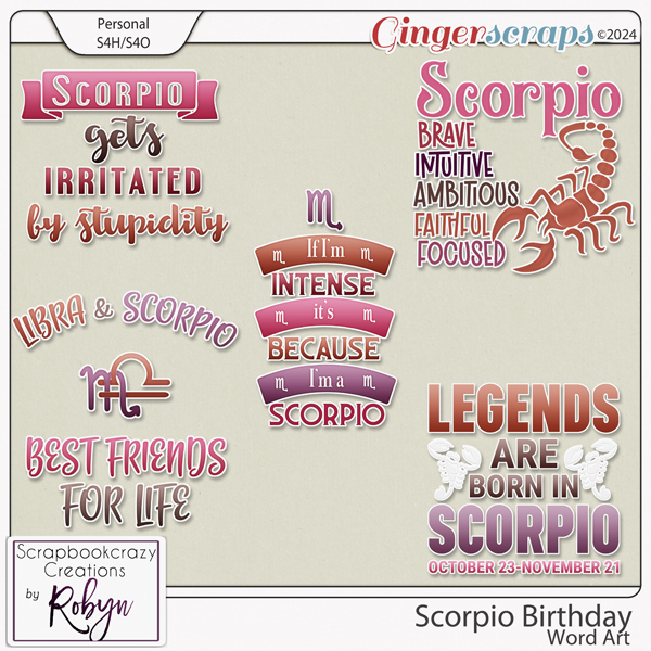 Scorpio Birthday Word Art by Scrapbookcrazy Creations