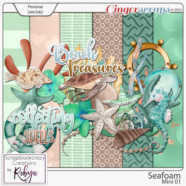 Seafoam Mini Kit 01 by Scrapbookcrazy Creations