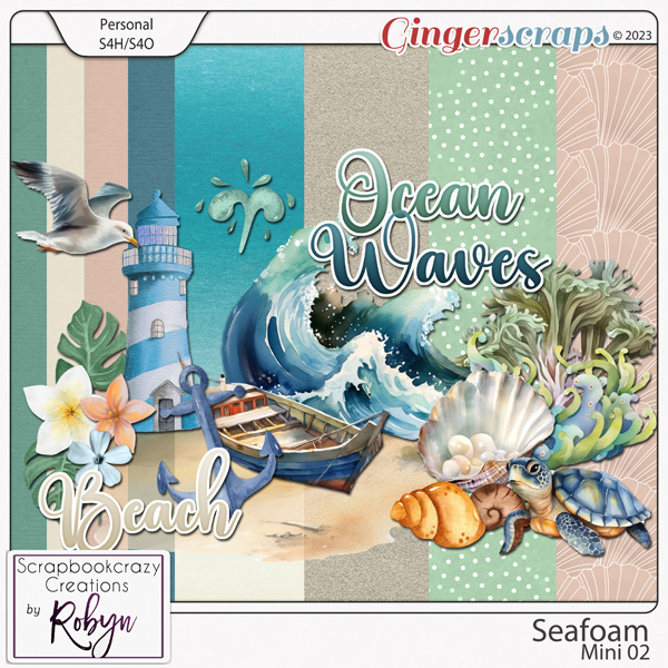 Seafoam Mini Kit 02 by Scrapbookcrazy Creations