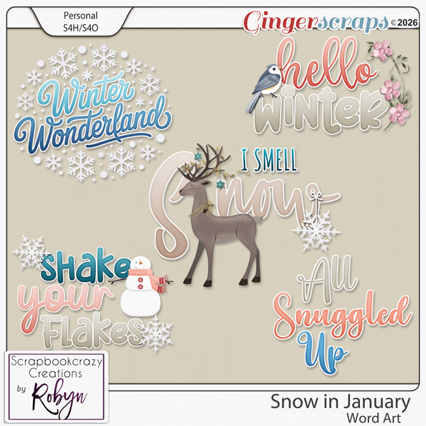 Snow in January Word Art by Scrapbookcrazy Creations