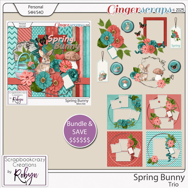 Spring Bunny Trio by Scrapbookcrazy Creations