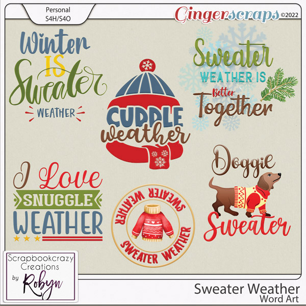 Sweater Weather Word Art by Scrapbookcrazy Creations