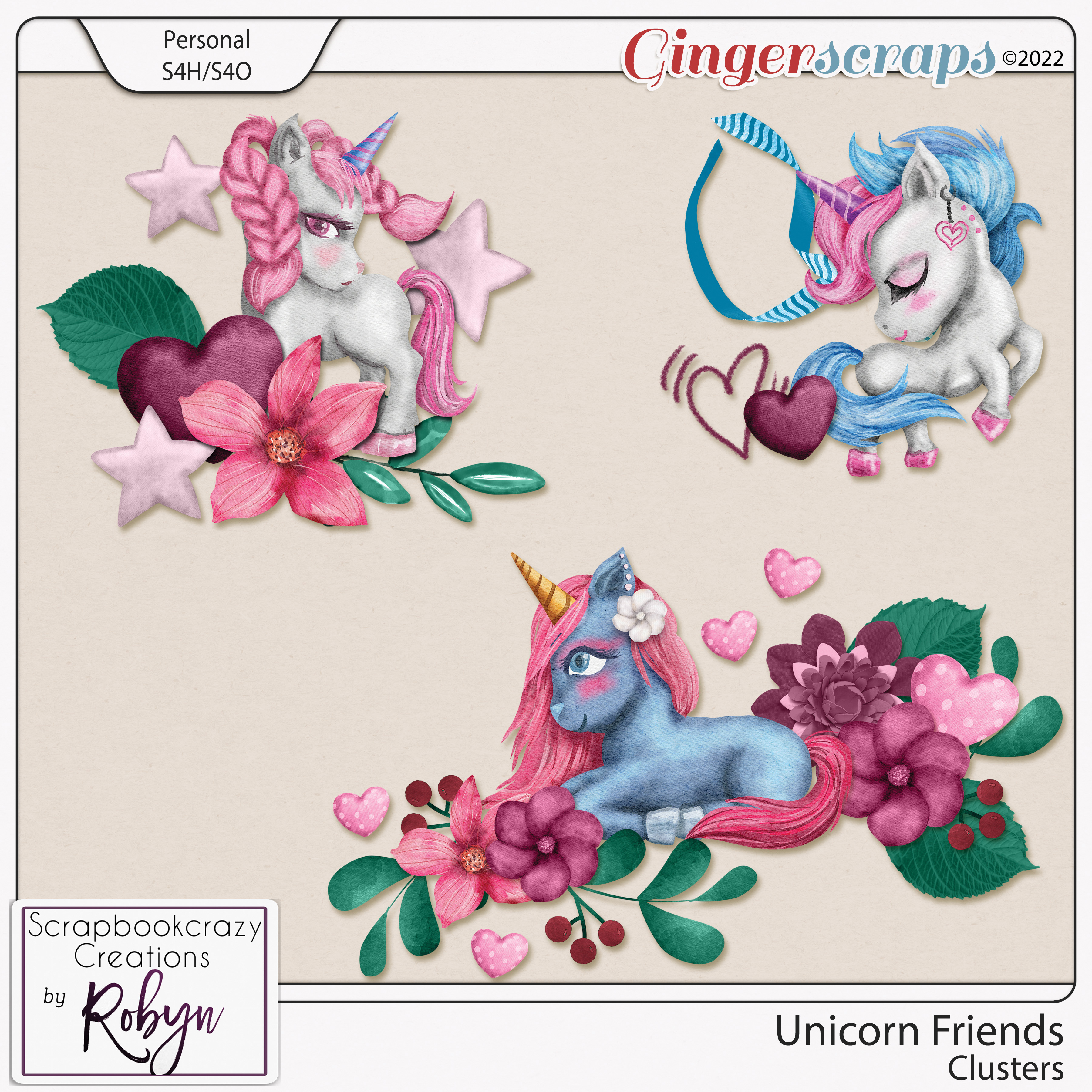 Unicorn Friends Clusters by Scrapbokcrazy Creations