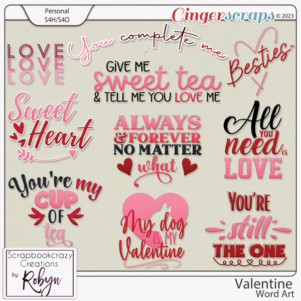 Valentine Word Art by Scrapbookcrazy Creations