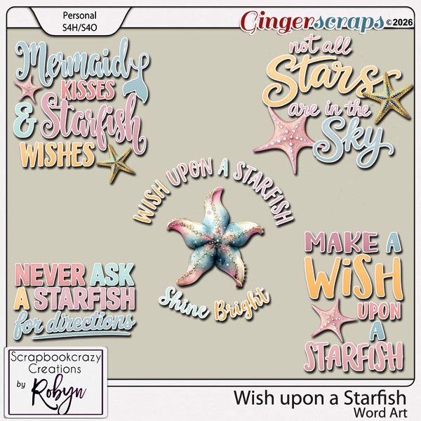 Wish upon a Starfish Word Art by Scrapbookcrazy Creations