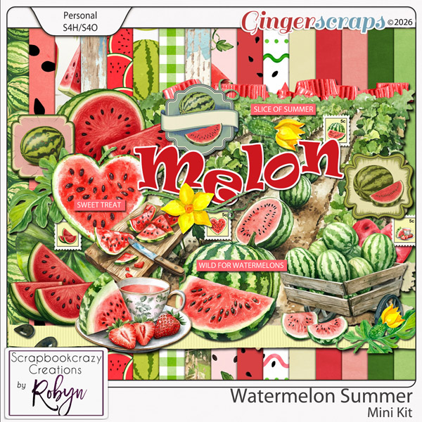 Watermelon Summer Mini Kit by Scrapbookcrazy Creations 