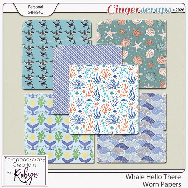 Whale Hello There Worn Papers by Scrapbookcrazy Creations