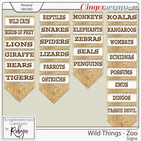 Wild Thing - Zoo Signs by Scrapbookcrazy Creations
