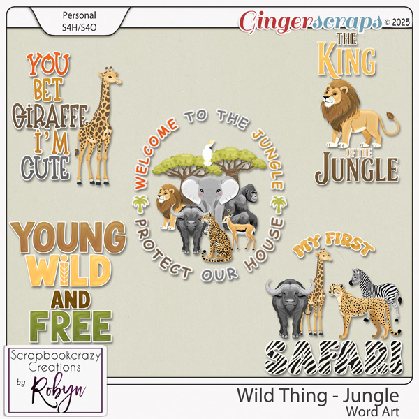 Wild Thing - Jungle Word Art by Scrapbookcrazy Creations