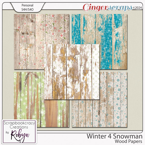 Winter 4 Snowman Wood Papers by Scrapbookcrazy Creations