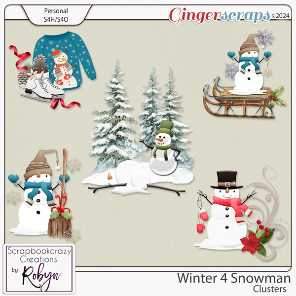 Winter 4 Snowman Clusters by Scrapbookcrazy Creations