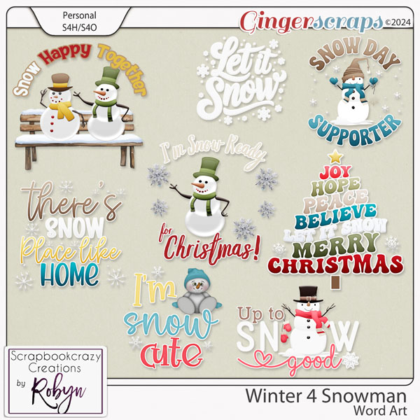 Winter 4 Snowman Word Art by Scrapbookcrazy Creations