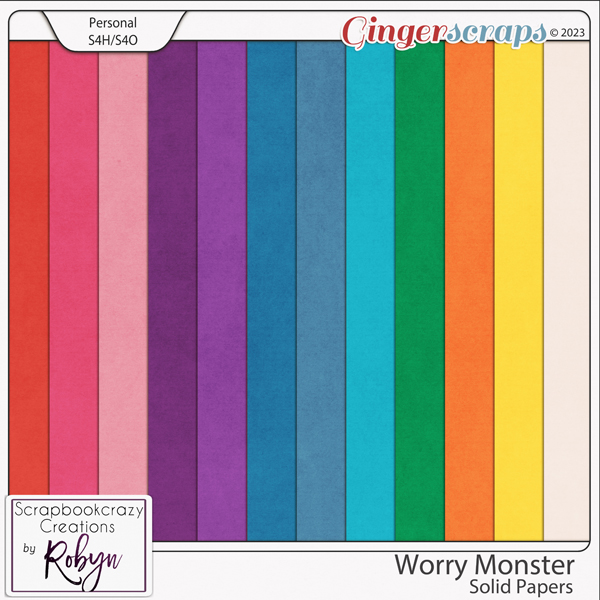 Worry Monster Solid Papers by Scrapbookcrazy Creations