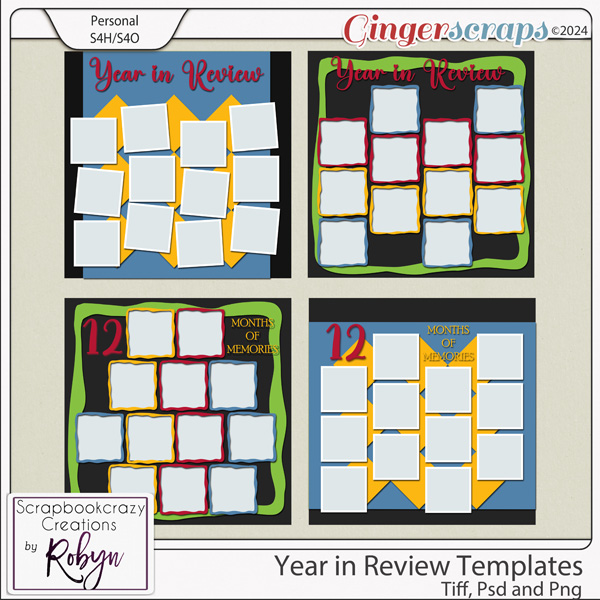 Year in Review Templates by Scrapbookcrazy Creations