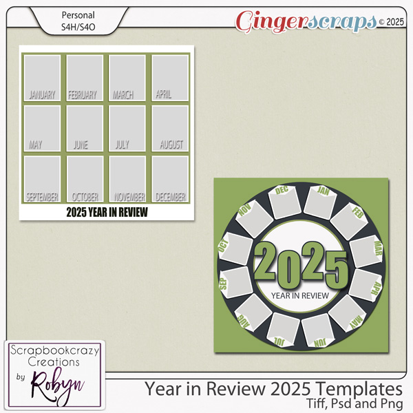 Year in Review 2025 Templates by Scrapbookcrazy Creations