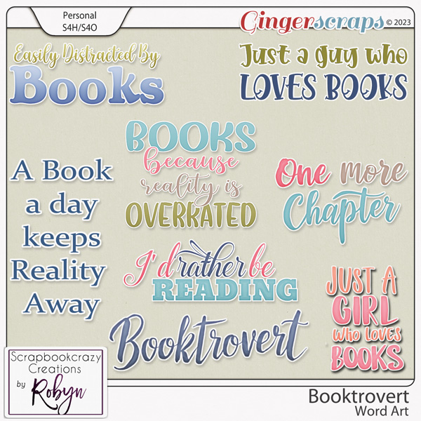 Booktrovert Word Art by Scrapbookcrazy Creations