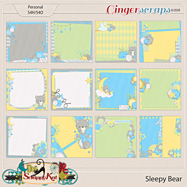 Sleepy Bear Stacked Papers by The Scrappy Kat
