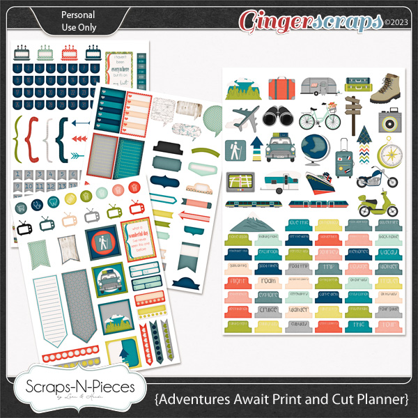 Adventures Await Print and Cut Planner Stickers by Scraps N Pieces 