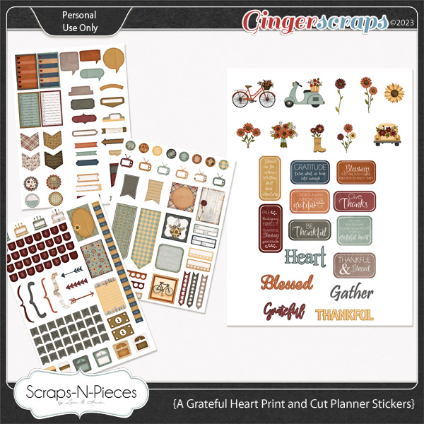 A Grateful Heart Print and Cut Planner Stickers by Scraps N Pieces 