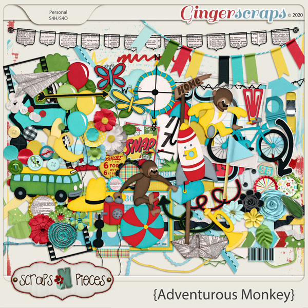 Adventurous Monkey Embellishments by Scraps N Pieces