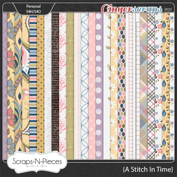 A Stitch In Time Pattern Papers by Scraps N Pieces 