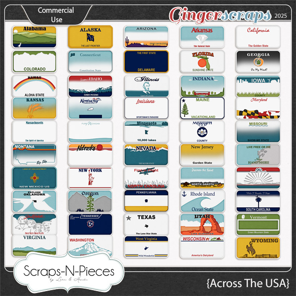 Across The USA Commercial Use Templates by Scraps N Pieces