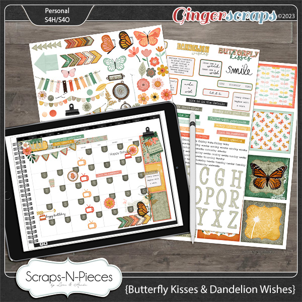 Butterfly Kisses and Dandelion Wishes Digital Planner Pieces by Scraps N Pieces