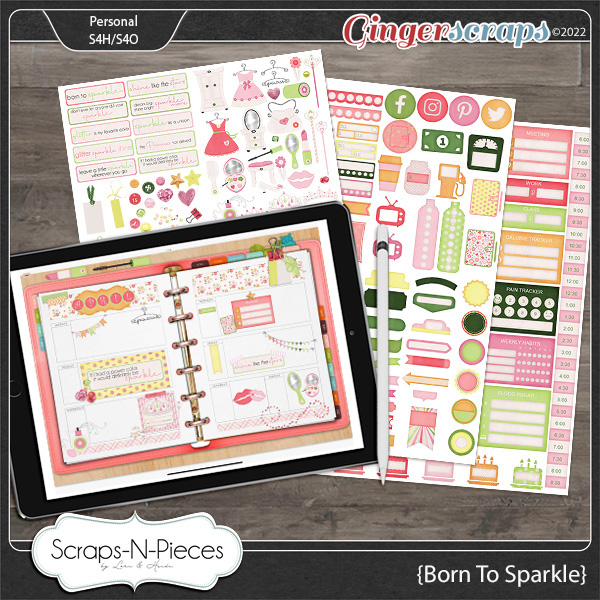 Born To Sparkle Planner Pieces by Scraps N Pieces 