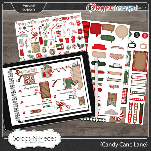 Candy Cane Lane Digital Planner Pieces by Scraps N Pieces