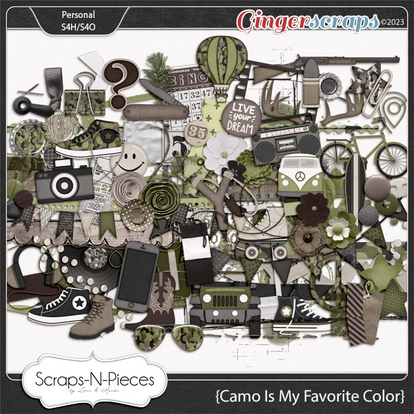 Camo Is My Favorite Color Embellishments by Scraps N Pieces 