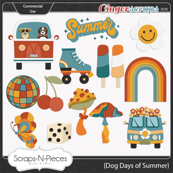 Dog Days of Summer Commercial Use Element Templates by Scraps N Pieces 