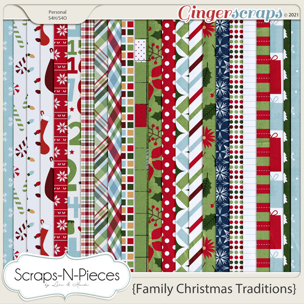 Family Christmas Pattern Papers by Scraps N Pieces 