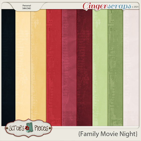 Family Movie Night Cardstocks - Scraps N Pieces  