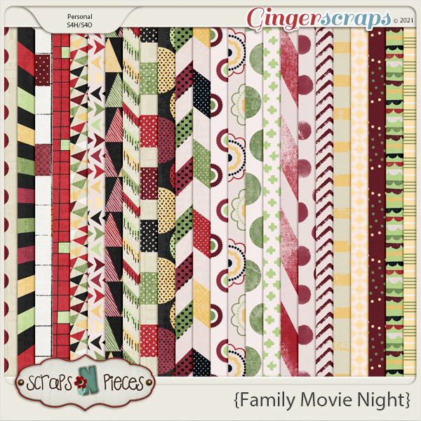 Family Movie Night Pattern Papers - Scraps N Pieces 
