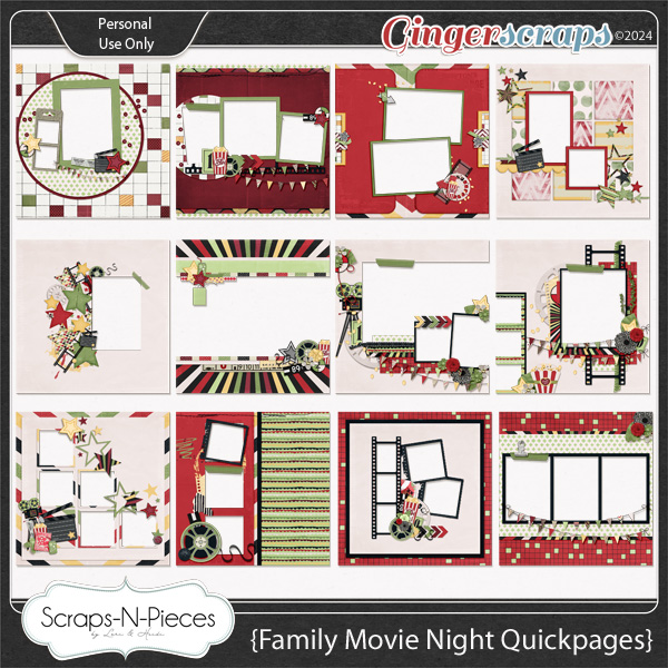 Family Movie Night Quickpages - Scraps N Pieces 