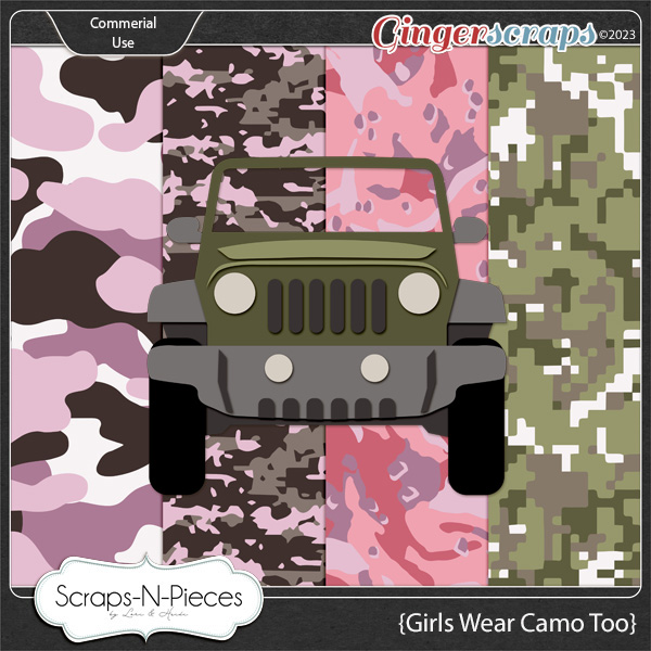 Girls Wear Camo Too CU Pattern Papers