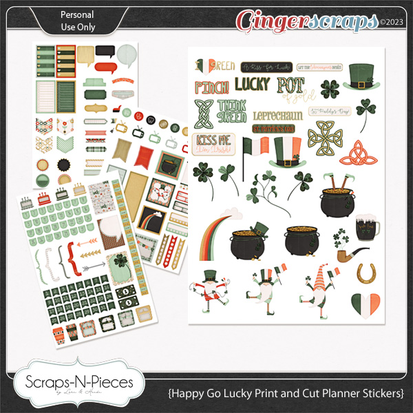 Happy Go Lucky Print and Cut Planner Stickers by Scraps N Pieces 
