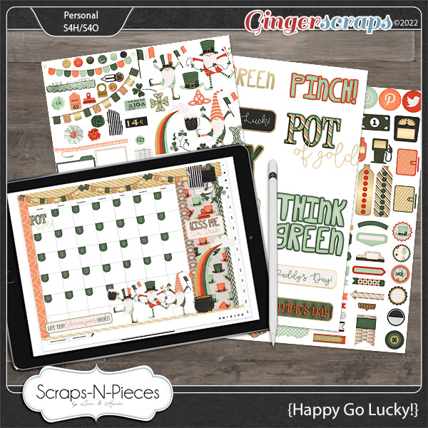 Happy Go Lucky Planner Pieces by Scraps N Pieces 