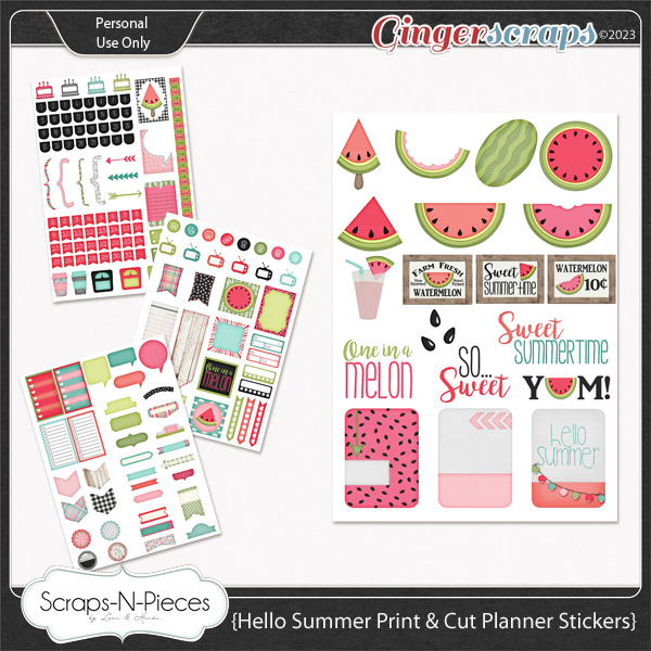 Hello Summer Print and Cut Planner Stickers by Scraps N Pieces 