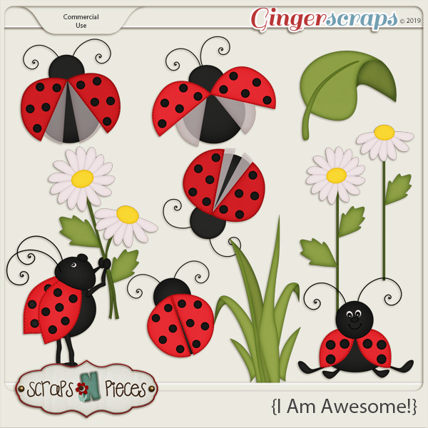 I Am Awesome Ladybug CU Layered Templates - Scraps N Pieces 