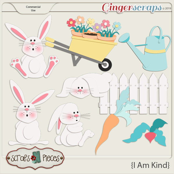 I Am Kind Bunny and Garden CU Layered Template Bundle by Scraps N Pieces