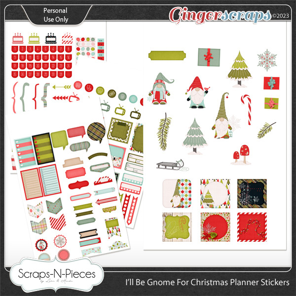 I'll Be Gnome For Christmas Print and Cut Planner Stickers by Scraps N Pieces 