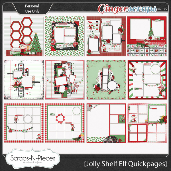 Jolly Shelf Elf Quickpages by Scraps N Pieces 